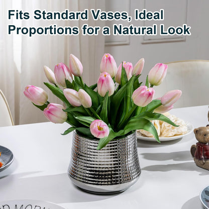 20PCS Fake Tulips Artificial Tulip Silk Flowers Fake PU Bouquet Artificial Flowers Faux Flowers with Gift Box Soft Faux Tulips Bouquets Arrangements for Party Wedding Home