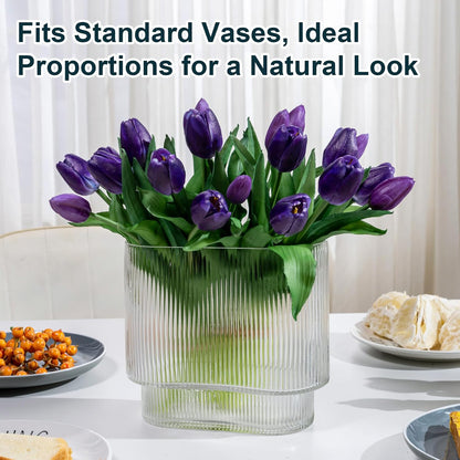 20PCS Fake Tulips Artificial Tulip Silk Flowers Fake PU Bouquet Artificial Flowers Faux Flowers with Gift Box Soft Faux Tulips Bouquets Arrangements for Party Wedding Home