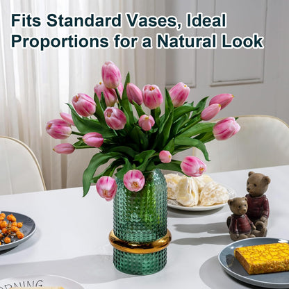 20PCS Fake Tulips Artificial Tulip Silk Flowers Fake PU Bouquet Artificial Flowers Faux Flowers with Gift Box Soft Faux Tulips Bouquets Arrangements for Party Wedding Home