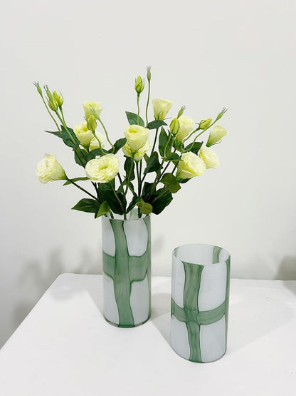 5Pcs Artificial Silk Lisianthus Flower Stem 26In Fake Eustoma Lisianthus Flower Branches for DIY Wedding Party Home Decor (Green)