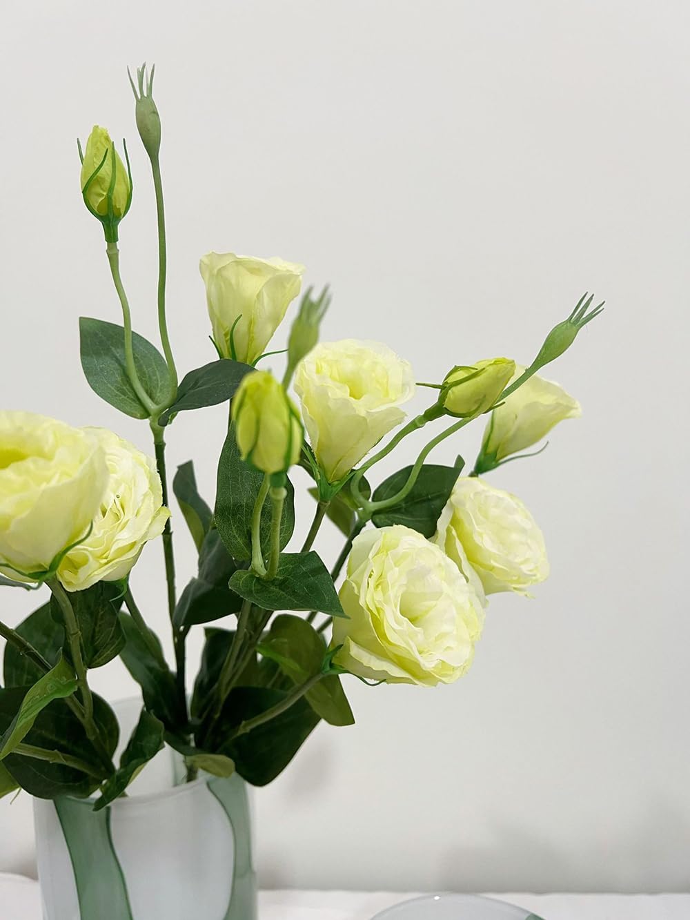 5Pcs Artificial Silk Lisianthus Flower Stem 26In Fake Eustoma Lisianthus Flower Branches for DIY Wedding Party Home Decor (Green)
