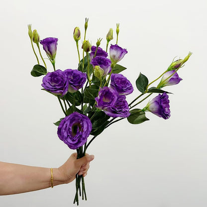 5Pcs Artificial Silk Lisianthus Flower Stem 26In Fake Eustoma Lisianthus Flower Branches for DIY Wedding Party Home Decor (Green)