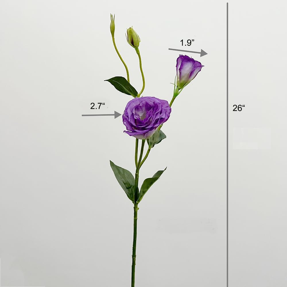 5Pcs Artificial Silk Lisianthus Flower Stem 26In Fake Eustoma Lisianthus Flower Branches for DIY Wedding Party Home Decor (Green)
