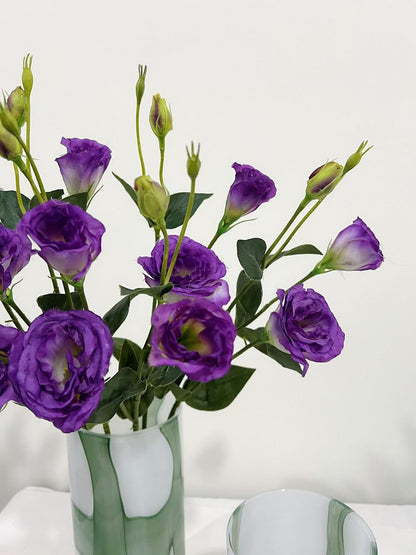 5Pcs Artificial Silk Lisianthus Flower Stem 26In Fake Eustoma Lisianthus Flower Branches for DIY Wedding Party Home Decor (Green)