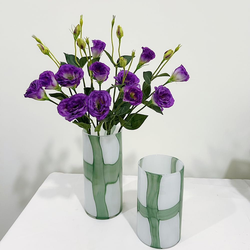 5Pcs Artificial Silk Lisianthus Flower Stem 26In Fake Eustoma Lisianthus Flower Branches for DIY Wedding Party Home Decor (Green)