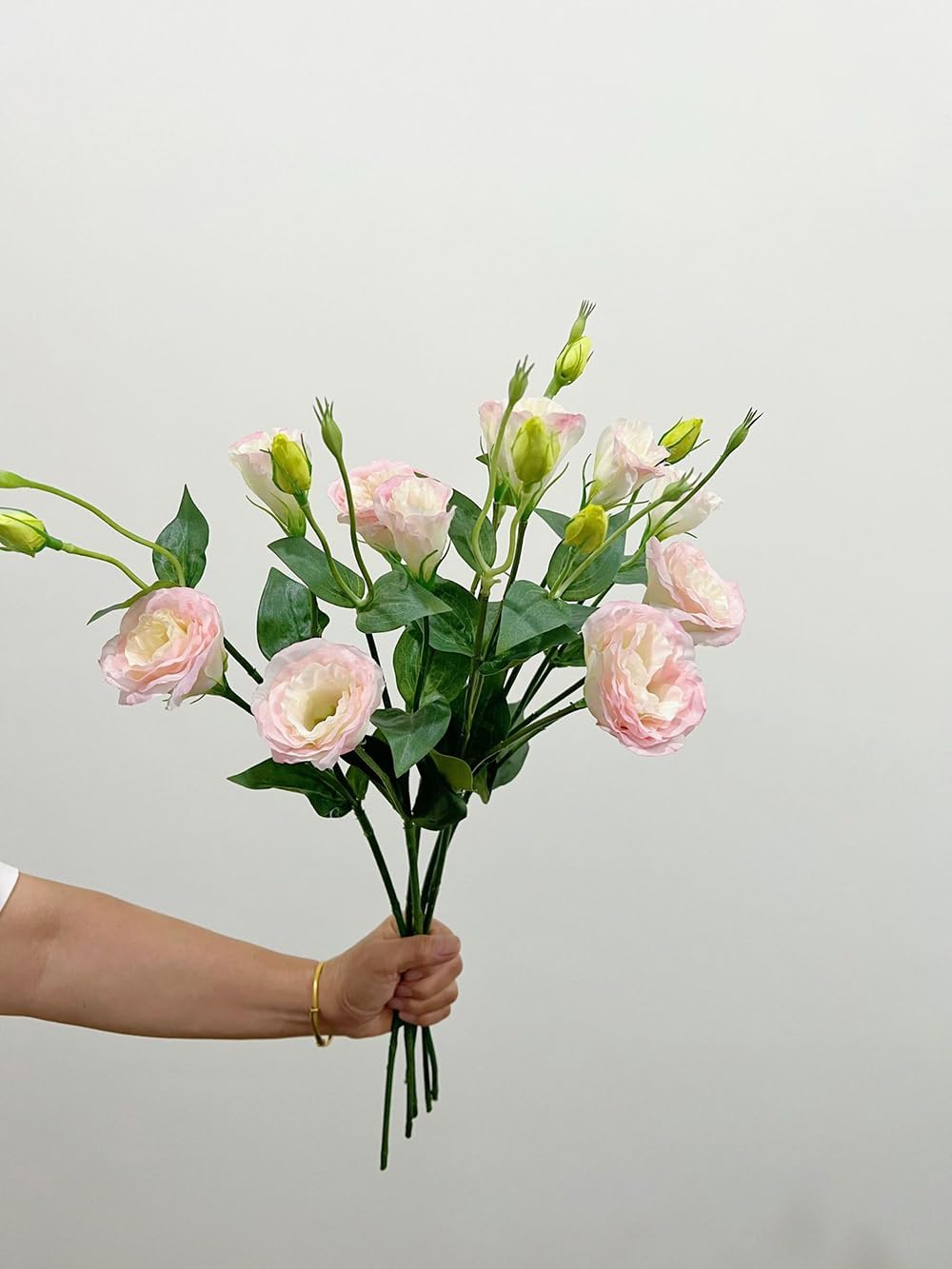 5Pcs Artificial Silk Lisianthus Flower Stem 26In Fake Eustoma Lisianthus Flower Branches for DIY Wedding Party Home Decor (Green)
