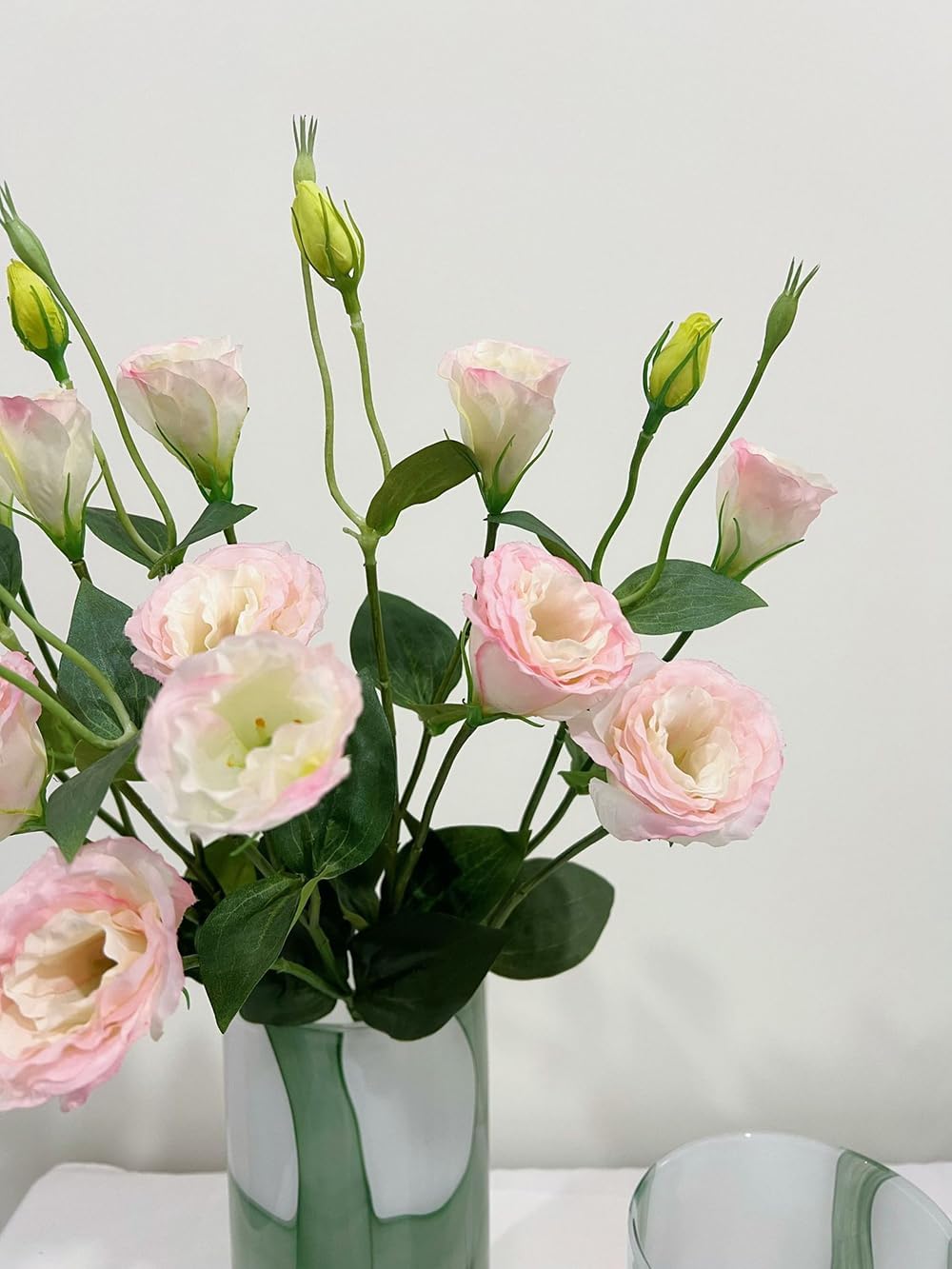 5Pcs Artificial Silk Lisianthus Flower Stem 26In Fake Eustoma Lisianthus Flower Branches for DIY Wedding Party Home Decor (Green)