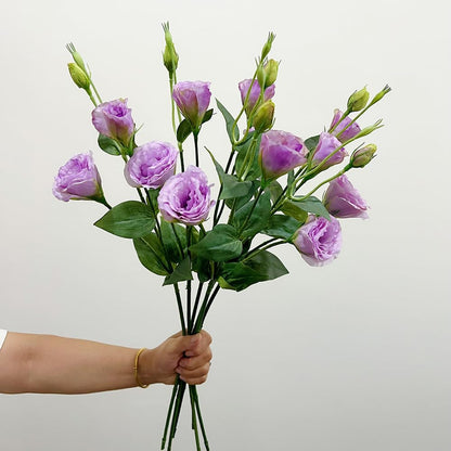 5Pcs Artificial Silk Lisianthus Flower Stem 26In Fake Eustoma Lisianthus Flower Branches for DIY Wedding Party Home Decor (Green)