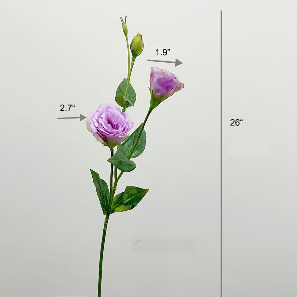 5Pcs Artificial Silk Lisianthus Flower Stem 26In Fake Eustoma Lisianthus Flower Branches for DIY Wedding Party Home Decor (Green)