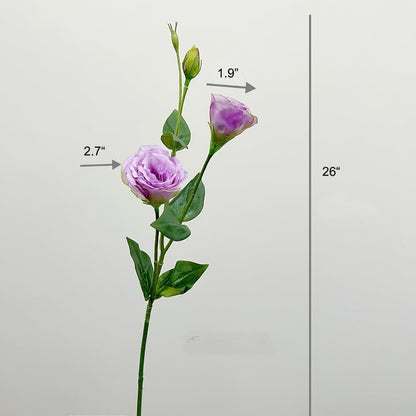 5Pcs Artificial Silk Lisianthus Flower Stem 26In Fake Eustoma Lisianthus Flower Branches for DIY Wedding Party Home Decor (Green)
