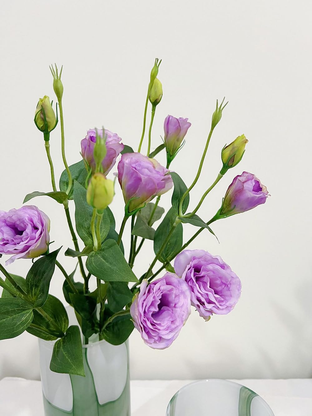 5Pcs Artificial Silk Lisianthus Flower Stem 26In Fake Eustoma Lisianthus Flower Branches for DIY Wedding Party Home Decor (Green)