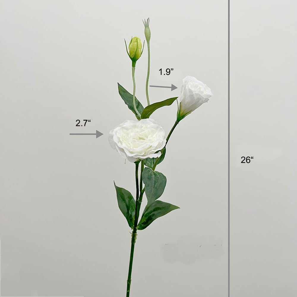 5Pcs Artificial Silk Lisianthus Flower Stem 26In Fake Eustoma Lisianthus Flower Branches for DIY Wedding Party Home Decor (Green)