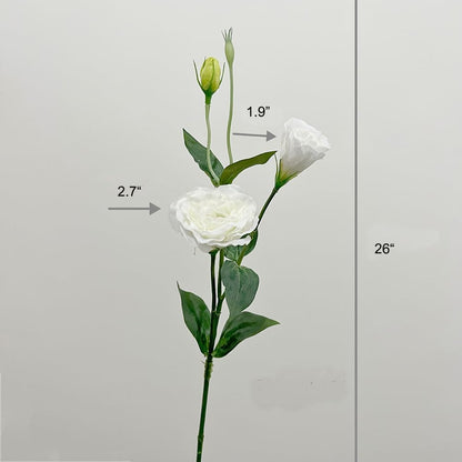 5Pcs Artificial Silk Lisianthus Flower Stem 26In Fake Eustoma Lisianthus Flower Branches for DIY Wedding Party Home Decor (Green)