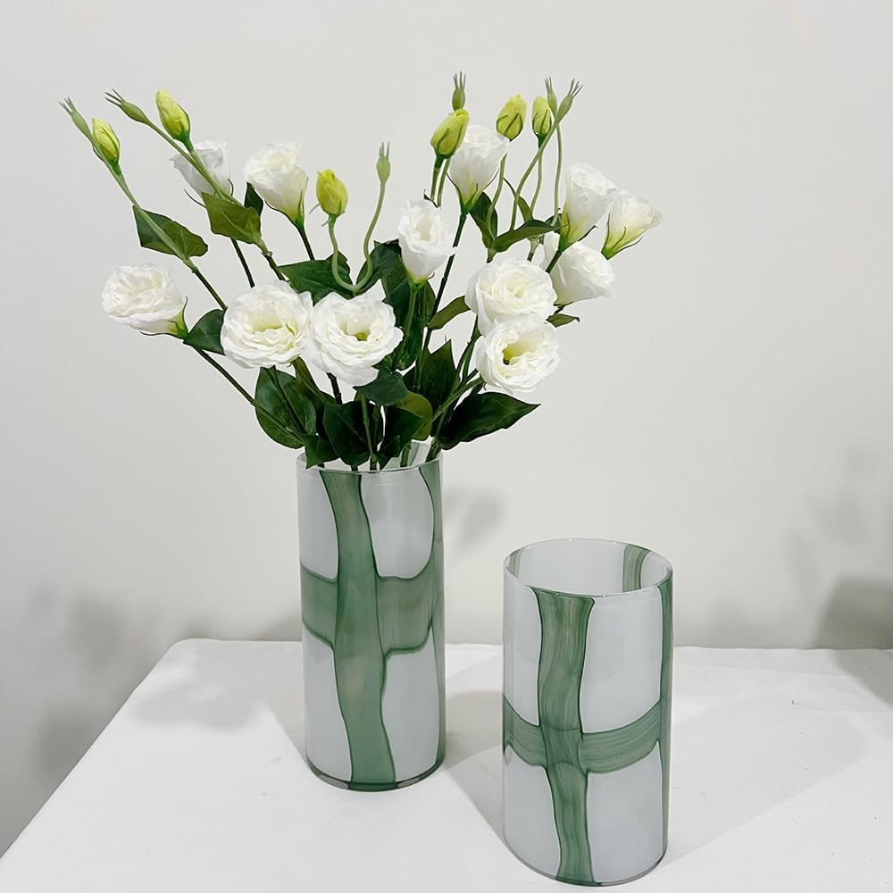 5Pcs Artificial Silk Lisianthus Flower Stem 26In Fake Eustoma Lisianthus Flower Branches for DIY Wedding Party Home Decor (Green)