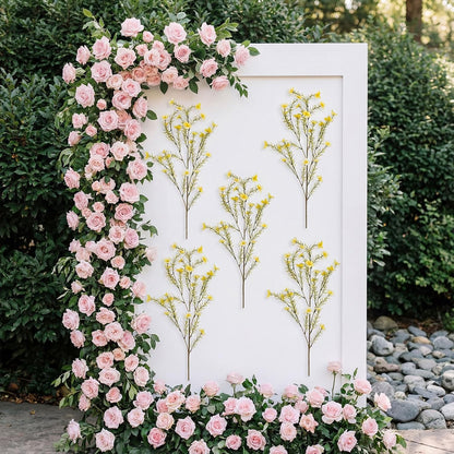 24 Bundles Artificial Wildflowers with Stems 23.6 Inch Silk Spring Floral Picks Fake Forsythia Branches DIY Wildflower Arrangements for Home Indoor Outdoor Wedding Centerpieces(Yellow)