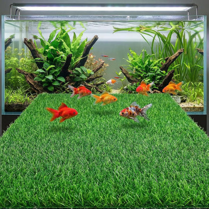 Turtle Basking Platform Artificial Grass Anti-Slip Turf Mat 19.6x9.8in for Aquarium Reptile Terrarium Amphibian Habitat