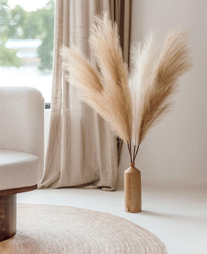 43" / 3.6 ft Pampas Grass Tall 4 Pcs - Artificial Large Pampas Grass Decor for Floor Vase, Room Decor, Home Decor, Boho Decor (Coffee & Cream)