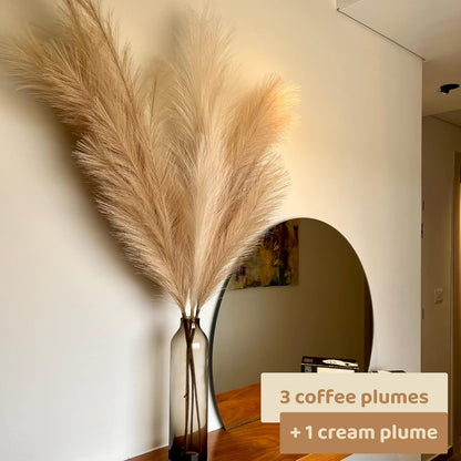 43" / 3.6 ft Pampas Grass Tall 4 Pcs - Artificial Large Pampas Grass Decor for Floor Vase, Room Decor, Home Decor, Boho Decor (Coffee & Cream)