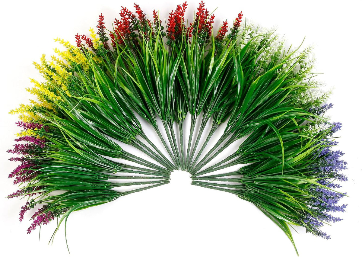 25 Bundles Mix Color Artificial Monkey Grass UV Resistant for Outdoor
