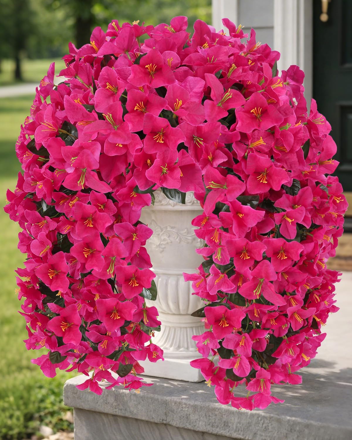 Artificial Flowers for Outdoors – of UV-Resistant Artificial Bougainvillea, Realistic Silk Flowers for Front Porch, Patio, Garden, Window Boxes & Hanging Baskets (Hot Pink, 2)