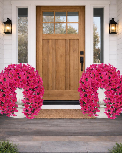 Artificial Flowers for Outdoors – of UV-Resistant Artificial Bougainvillea, Realistic Silk Flowers for Front Porch, Patio, Garden, Window Boxes & Hanging Baskets (Hot Pink, 2)