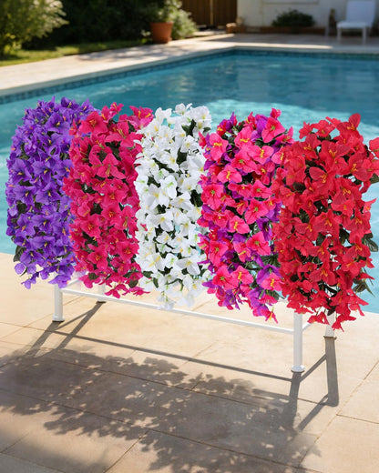 Artificial Flowers for Outdoors – of UV-Resistant Artificial Bougainvillea, Realistic Silk Flowers for Front Porch, Patio, Garden, Window Boxes & Hanging Baskets (Hot Pink, 2)