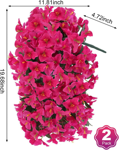 Artificial Flowers for Outdoors – of UV-Resistant Artificial Bougainvillea, Realistic Silk Flowers for Front Porch, Patio, Garden, Window Boxes & Hanging Baskets (Hot Pink, 2)