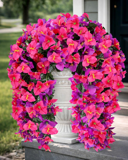 Artificial Flowers for Outdoors – of UV-Resistant Artificial Bougainvillea, Realistic Silk Flowers for Front Porch, Patio, Garden, Window Boxes & Hanging Baskets (Hot Pink, 2)