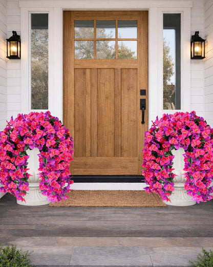 Artificial Flowers for Outdoors – of UV-Resistant Artificial Bougainvillea, Realistic Silk Flowers for Front Porch, Patio, Garden, Window Boxes & Hanging Baskets (Hot Pink, 2)