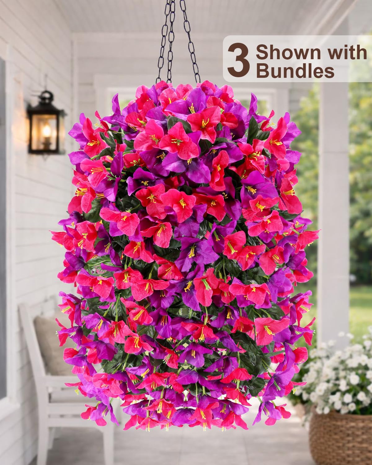 Artificial Flowers for Outdoors – of UV-Resistant Artificial Bougainvillea, Realistic Silk Flowers for Front Porch, Patio, Garden, Window Boxes & Hanging Baskets (Hot Pink, 2)