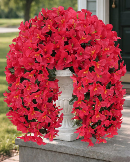 Artificial Flowers for Outdoors – of UV-Resistant Artificial Bougainvillea, Realistic Silk Flowers for Front Porch, Patio, Garden, Window Boxes & Hanging Baskets (Hot Pink, 2)