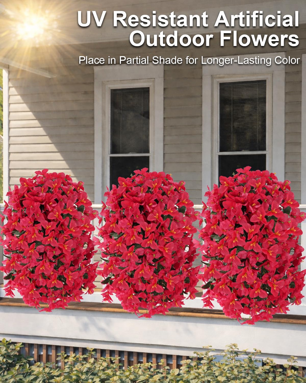 Artificial Flowers for Outdoors – of UV-Resistant Artificial Bougainvillea, Realistic Silk Flowers for Front Porch, Patio, Garden, Window Boxes & Hanging Baskets (Hot Pink, 2)