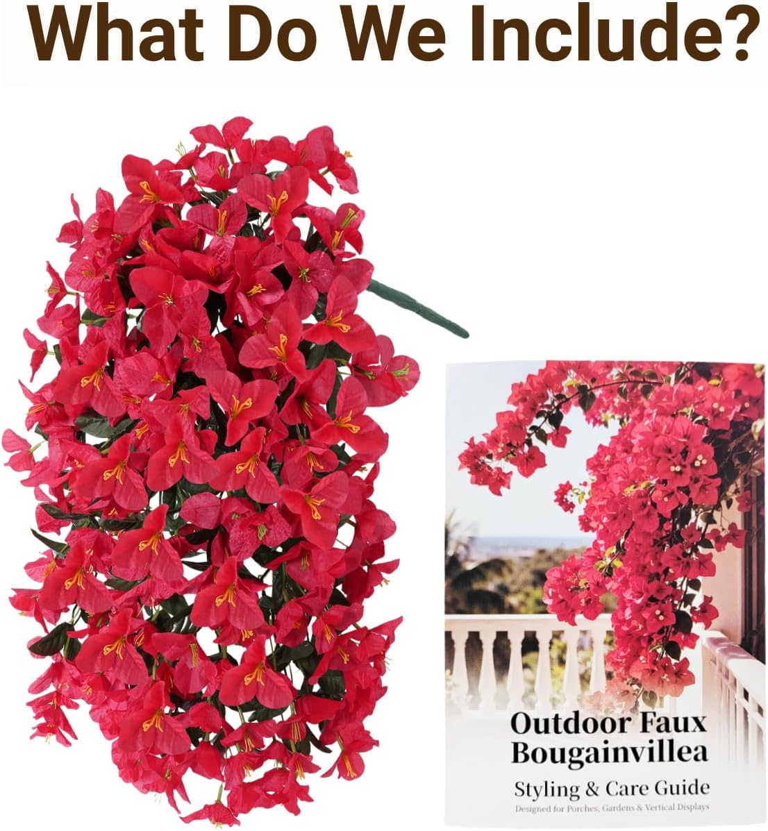 Artificial Flowers for Outdoors – of UV-Resistant Artificial Bougainvillea, Realistic Silk Flowers for Front Porch, Patio, Garden, Window Boxes & Hanging Baskets (Hot Pink, 2)