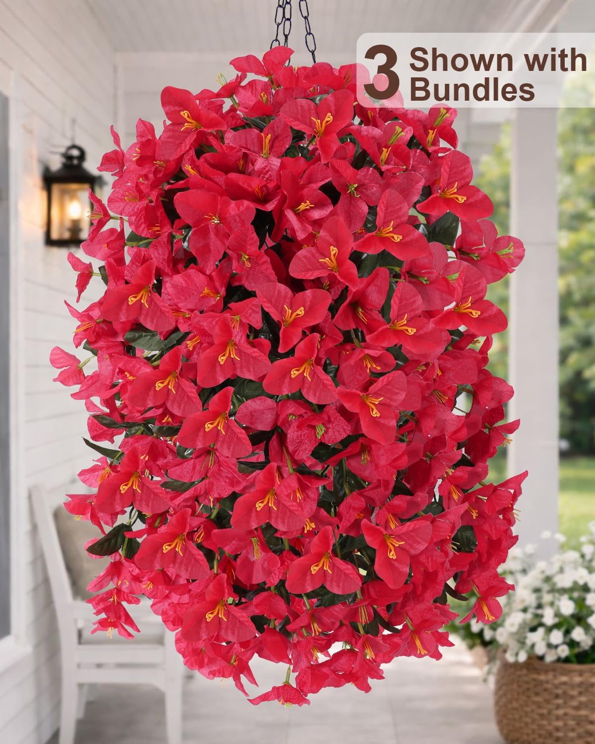 Artificial Flowers for Outdoors – of UV-Resistant Artificial Bougainvillea, Realistic Silk Flowers for Front Porch, Patio, Garden, Window Boxes & Hanging Baskets (Hot Pink, 2)