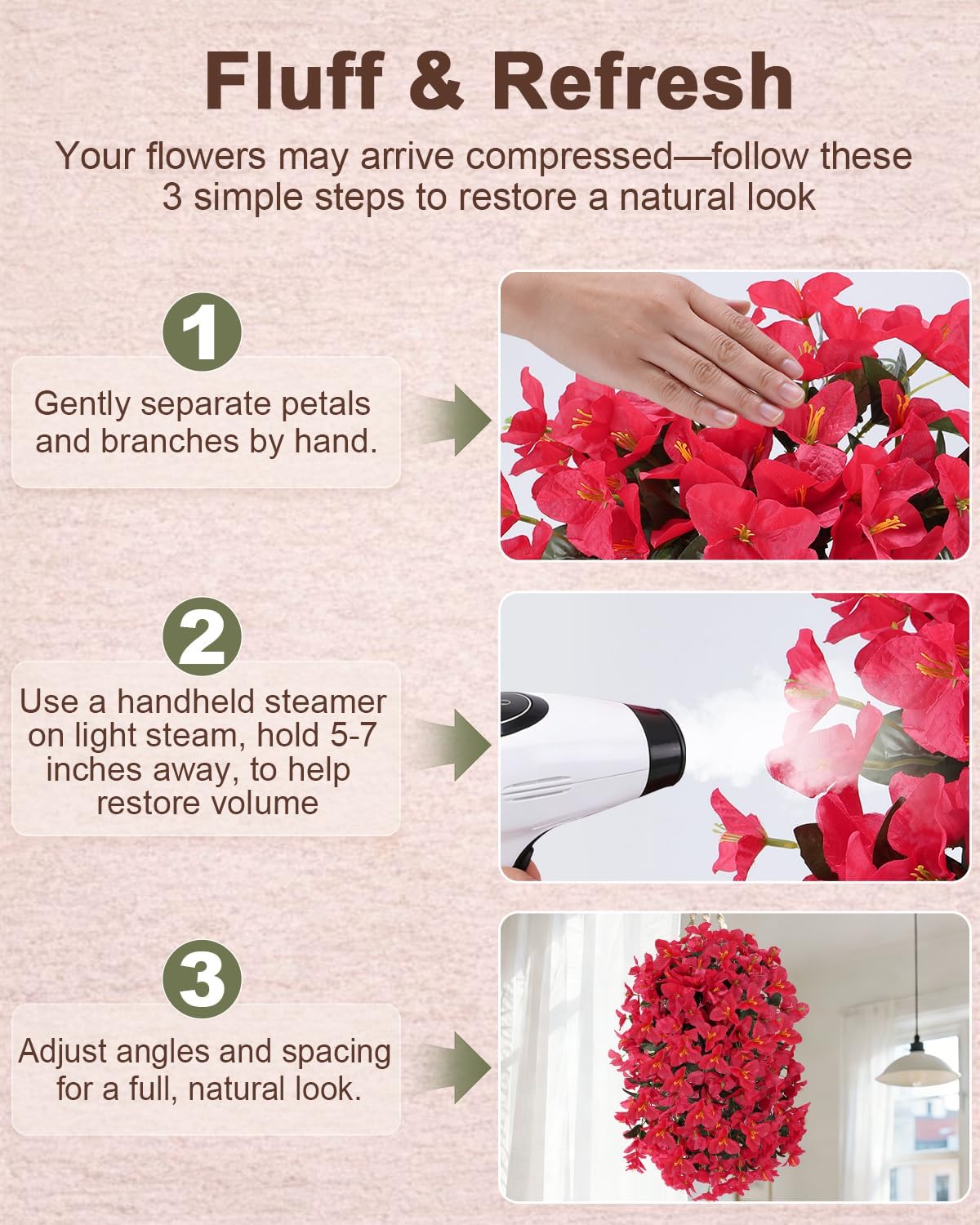 Artificial Flowers for Outdoors – of UV-Resistant Artificial Bougainvillea, Realistic Silk Flowers for Front Porch, Patio, Garden, Window Boxes & Hanging Baskets (Hot Pink, 2)