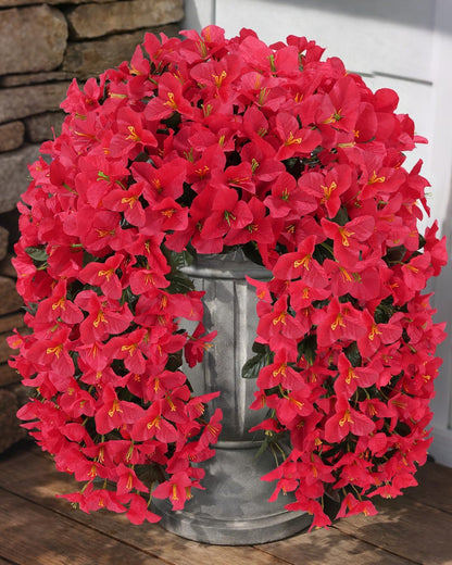 Artificial Flowers for Outdoors – of UV-Resistant Artificial Bougainvillea, Realistic Silk Flowers for Front Porch, Patio, Garden, Window Boxes & Hanging Baskets (Hot Pink, 2)