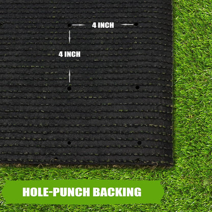 Premium Artificial Grass 4' x 6' Outdoor Rug, 1.38" Realistic Thick Turf for Garden, Yard, Fake Lawn, Dogs Synthetic Grass Mat, Rubber Backed with Drainage Holes, Customized Sizes