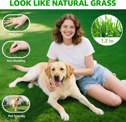 Realistic Artificial Grass Turf Outdoor, 6x10ft Synthetic Fake Grass Mat | Easy to Clean, with Drainage, Reusable, Faux Grass Rug, Dog Potty Training, Indoor Carpet for Patio Balcony Landscape Decor