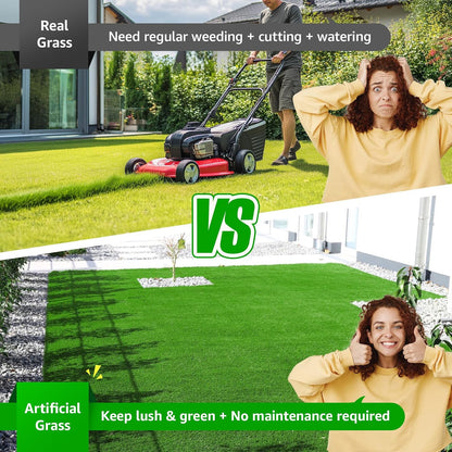 Realistic Artificial Grass Turf Outdoor, 6x10ft Synthetic Fake Grass Mat | Easy to Clean, with Drainage, Reusable, Faux Grass Rug, Dog Potty Training, Indoor Carpet for Patio Balcony Landscape Decor