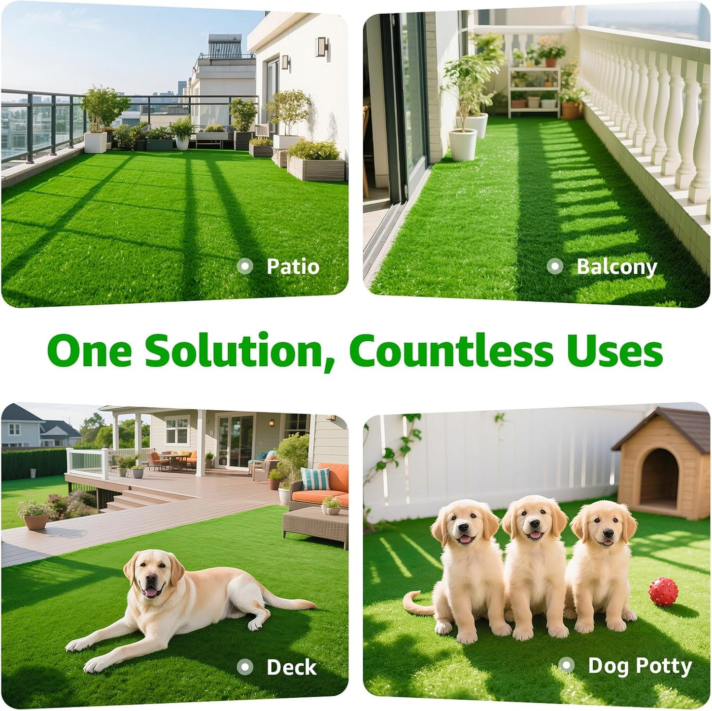 Realistic Artificial Grass Turf Outdoor, 6x10ft Synthetic Fake Grass Mat | Easy to Clean, with Drainage, Reusable, Faux Grass Rug, Dog Potty Training, Indoor Carpet for Patio Balcony Landscape Decor