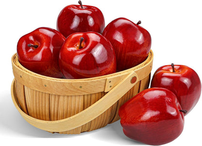 Artificial Apples Fake Fruits Red Delicious Apples for Decoration, Decorative Fruit, Faux Big Red Apple 6 Pcs