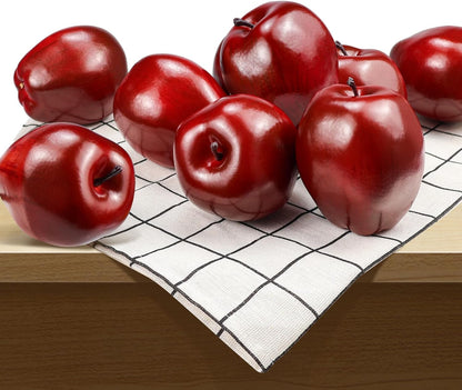 Artificial Apples Fake Fruits Red Delicious Apples for Decoration, Decorative Fruit, Faux Big Red Apple 6 Pcs