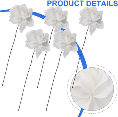 Pack of 5 EVA Artificial Gardenia Flowers, Designed for Home and Occasion Decoration, Offering Realistic Look and Flexible Stem Arrangement (White)