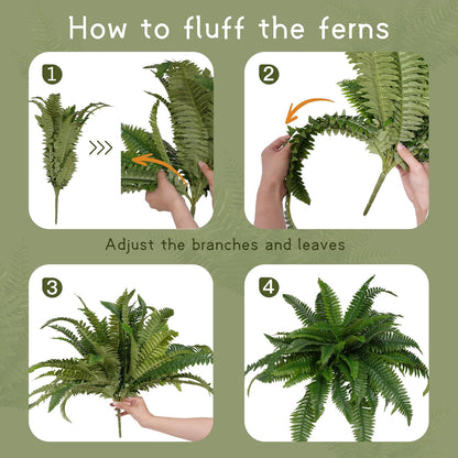 Fake Ferns 2 Set 55 Branches Artificial Ferns for Outdoors 32in