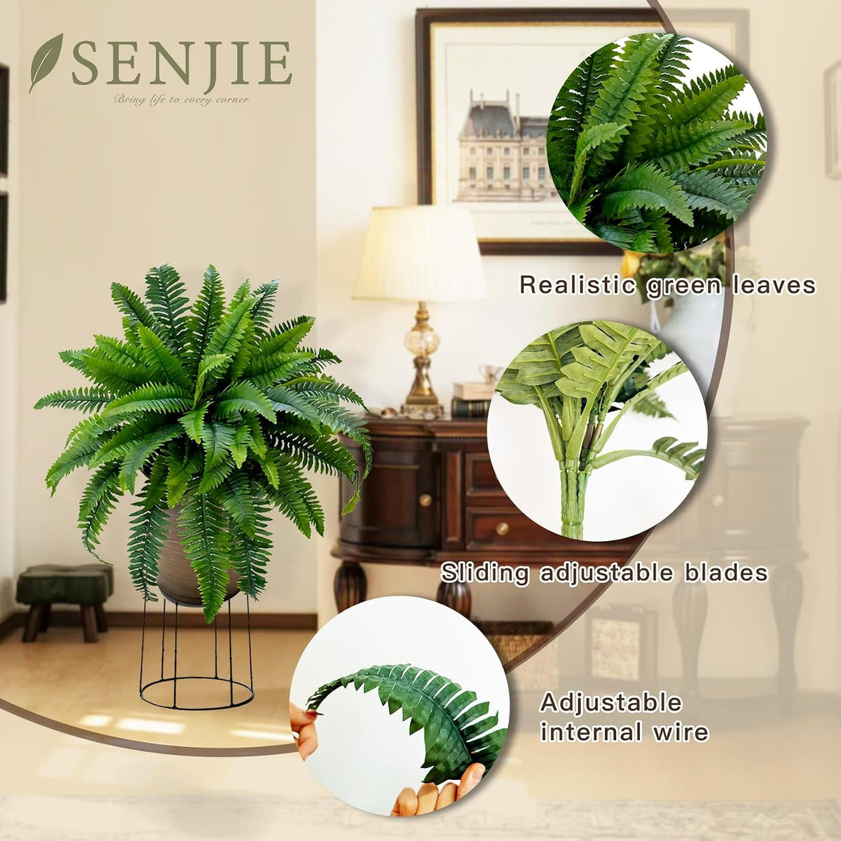 Fake Ferns 2 Set 55 Branches Artificial Ferns for Outdoors 32in