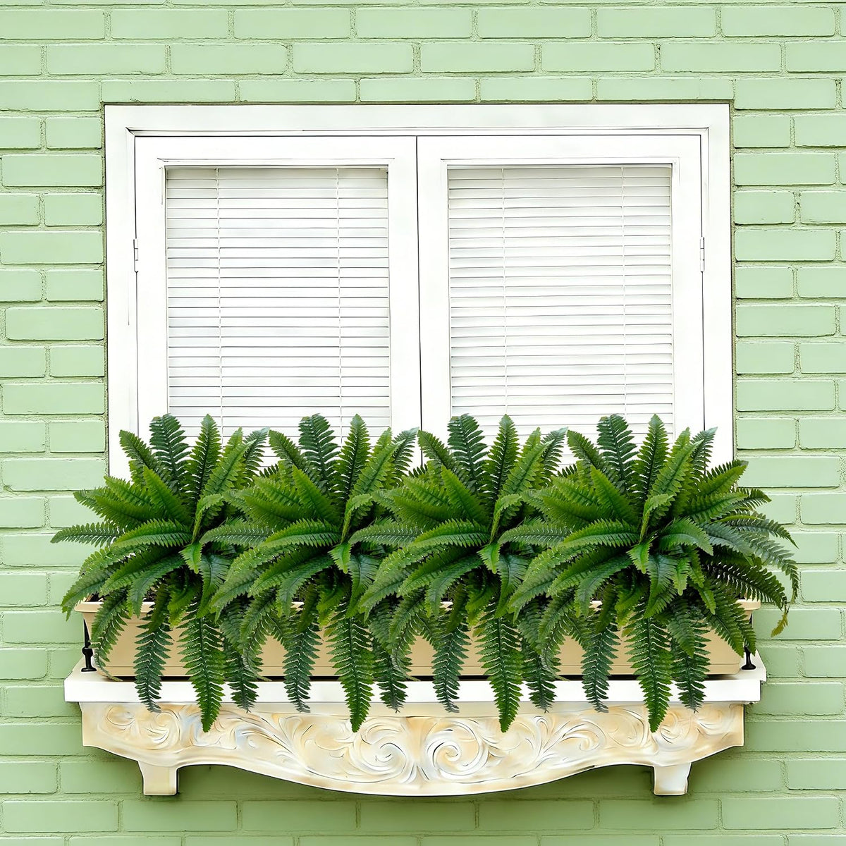 Fake Ferns 2 Set 55 Branches Artificial Ferns for Outdoors 32in