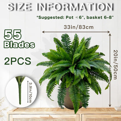 Fake Ferns 2 Set 55 Branches Artificial Ferns for Outdoors 32in