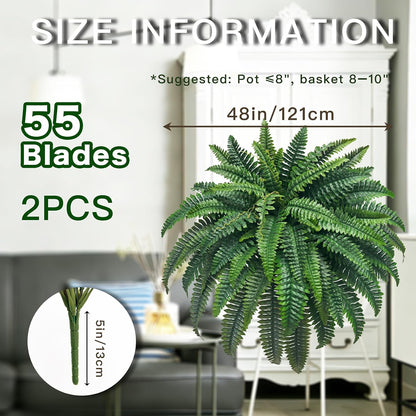 Fake Ferns 2 Set 55 Branches Artificial Ferns for Outdoors 32in