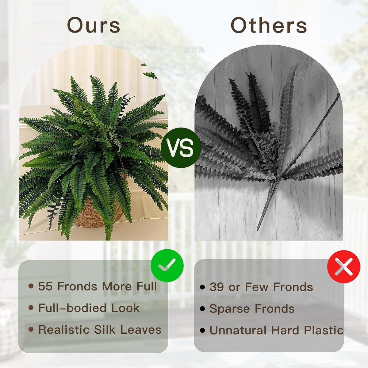 Fake Ferns 2 Set 55 Branches Artificial Ferns for Outdoors 32in