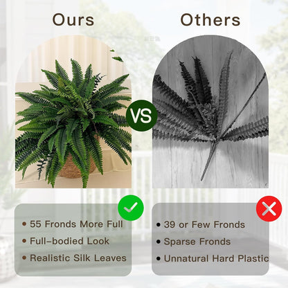Fake Ferns 2 Set 55 Branches Artificial Ferns for Outdoors 32in